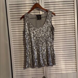 Silver Sequin Women's Tank Top